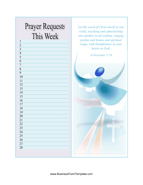 &quot;Prayer Requests Form&quot; Download Pdf