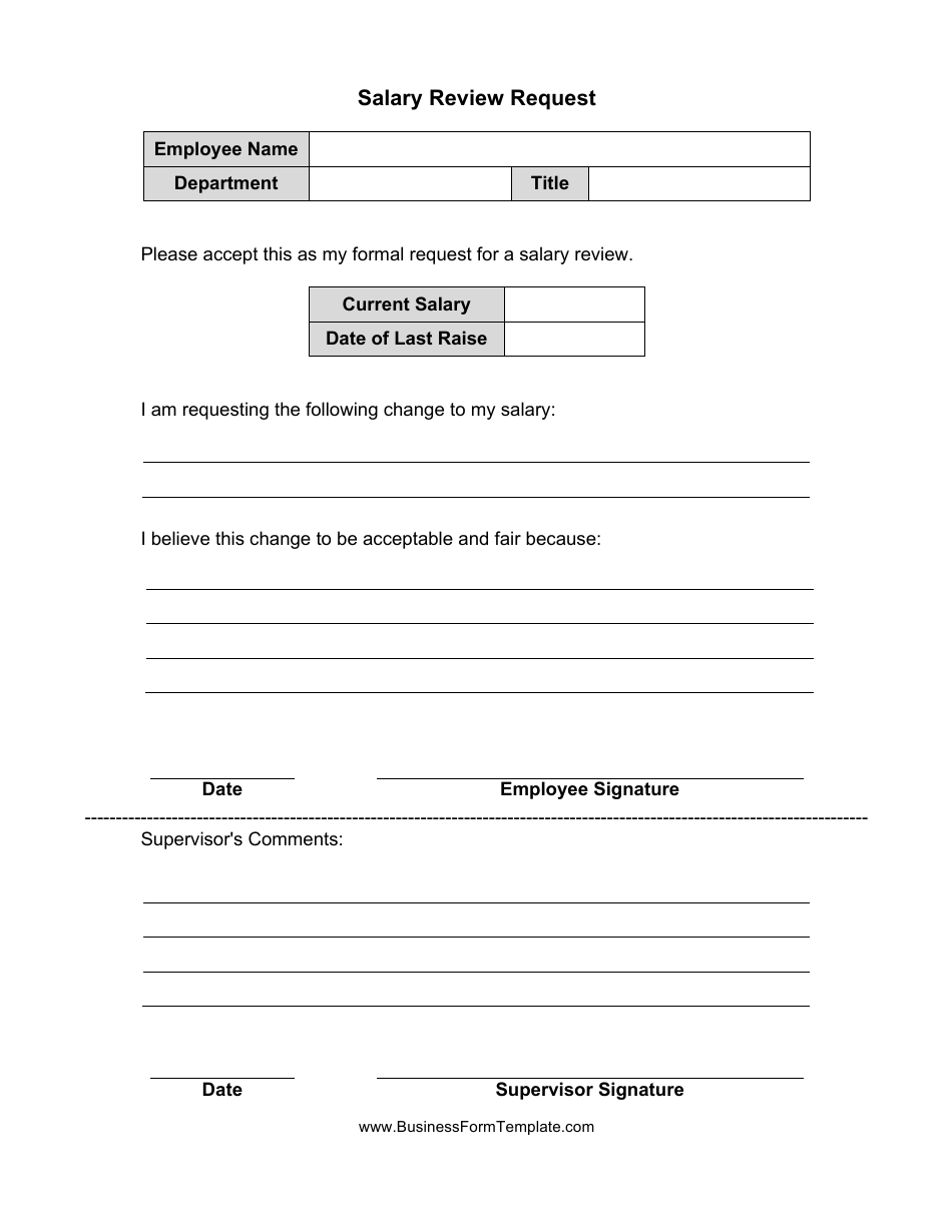 Salary Review Request Form, Page 1