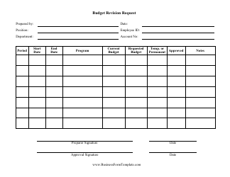 Document preview: Budget Revision Request Form