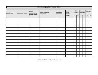 Document preview: Wound of Injury Care Tracker Chart Template