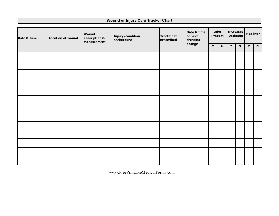 Wound Of Injury Care Tracker Chart Template Download Printable PDF Templateroller