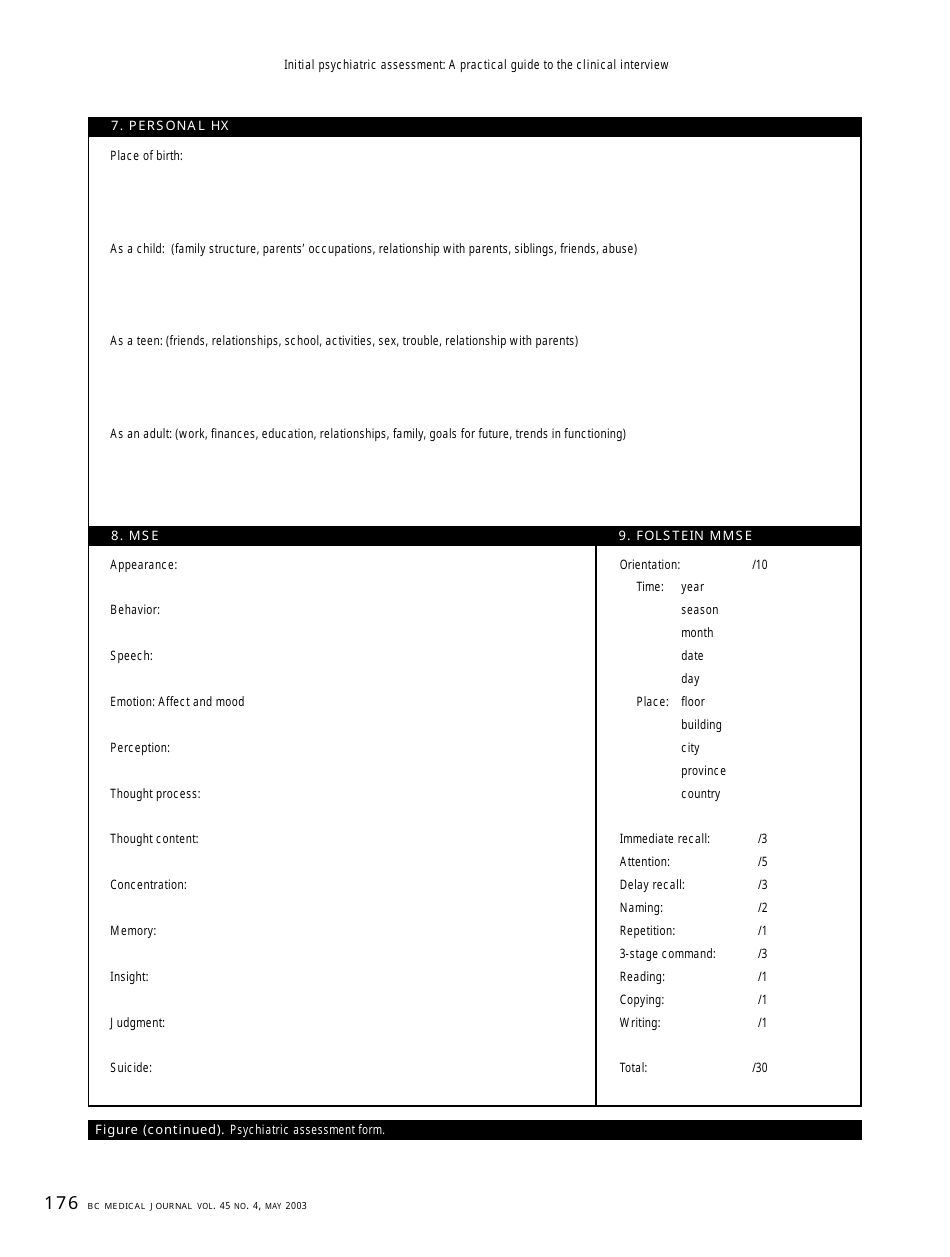 Initial Psychiatric Assessment Evaluation Form Fill Out, Sign Online