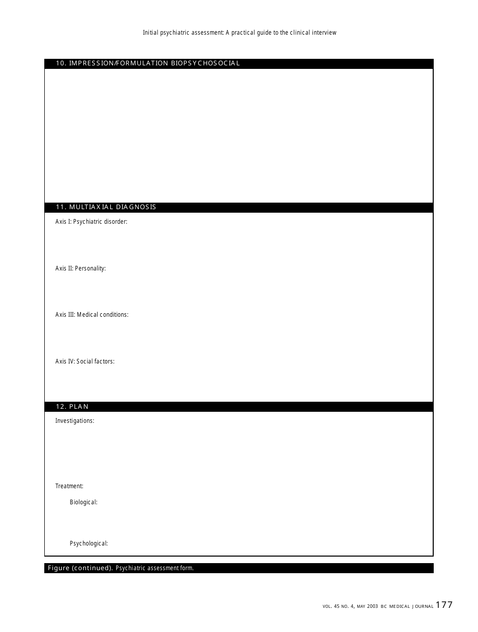 Initial Psychiatric Assessment Evaluation Form Fill Out Sign Online