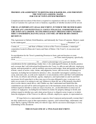 Hold Harmless Agreement Template - The Town of Lamoine, Maine
