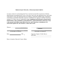 Hold Harmless Agreement Template - The Town of Lamoine, Maine, Page 2