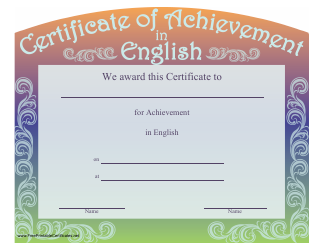 Document preview: Certificate of Achievement in English Template