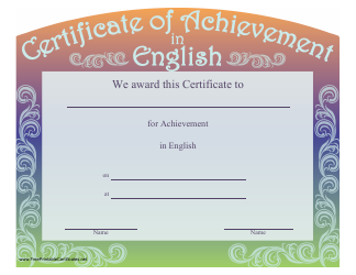 &quot;Certificate of Achievement in English Template&quot;
