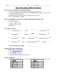 Document preview: Body Mass Index (BMI) Worksheet