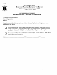 Document preview: Form TX-68B Notice of Election of Reimbursement/Contribution Method - Rhode Island