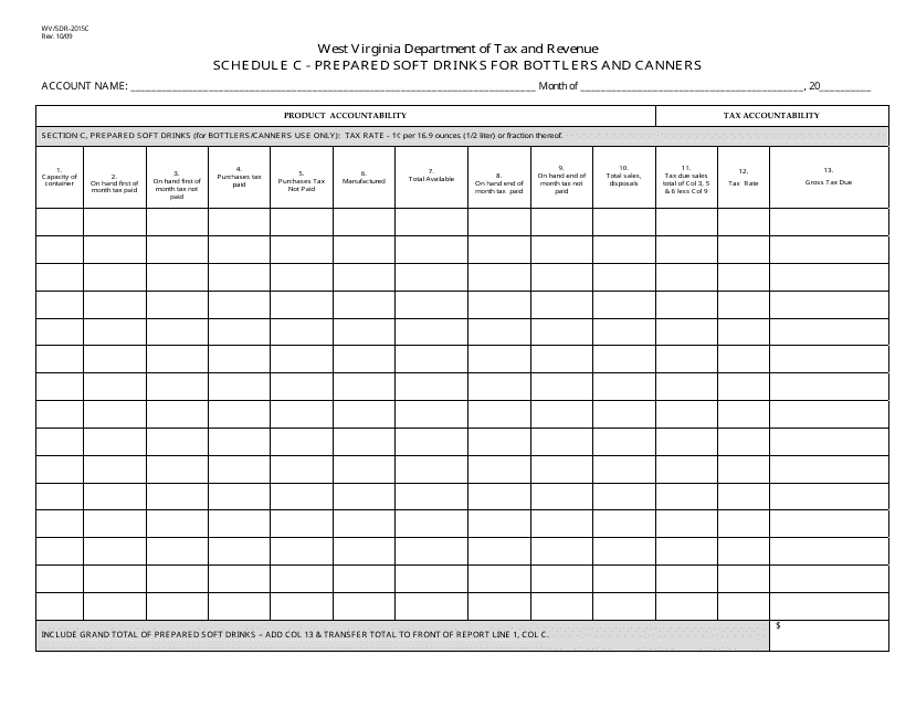Form WV/SDR-2015 Schedule C  Printable Pdf