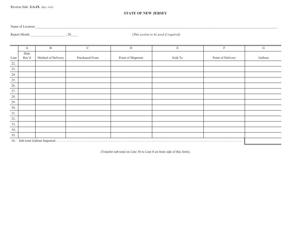 Form GA-IX Motor Fuel Tax Importer Report - New Jersey, Page 2
