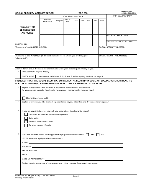 Printable Ssa 11 Bk Form Printable Forms Free Online