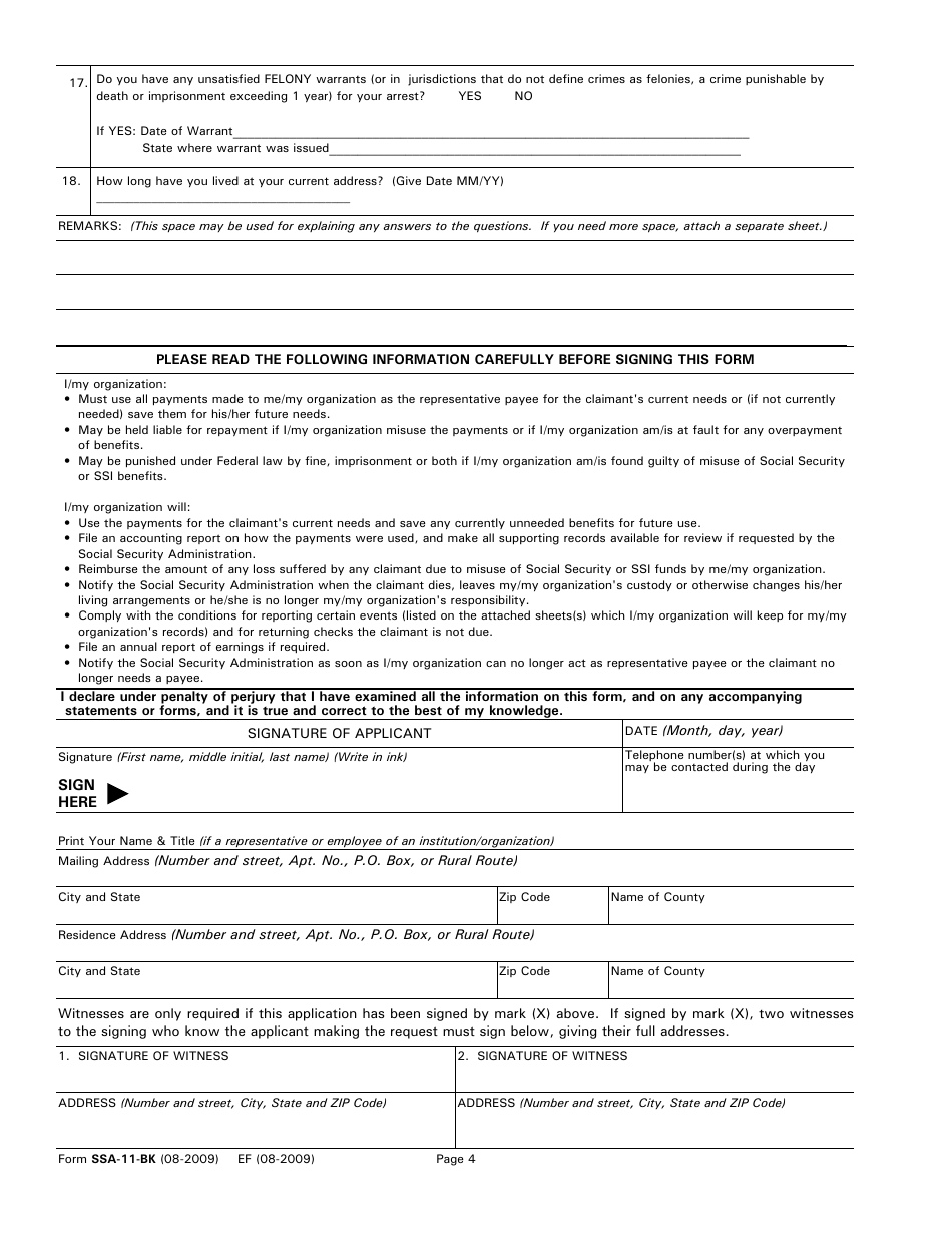 Form SSA11BK Fill Out, Sign Online and Download Printable PDF