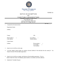 Document preview: Form CE Notice of Exemption for Charitable Organizations - Mississippi