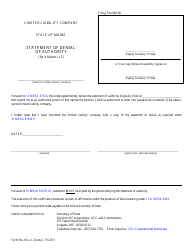 Document preview: Form MLCC-DENIAL Statement of Denial of Authority (For a Maine LLC) - Maine