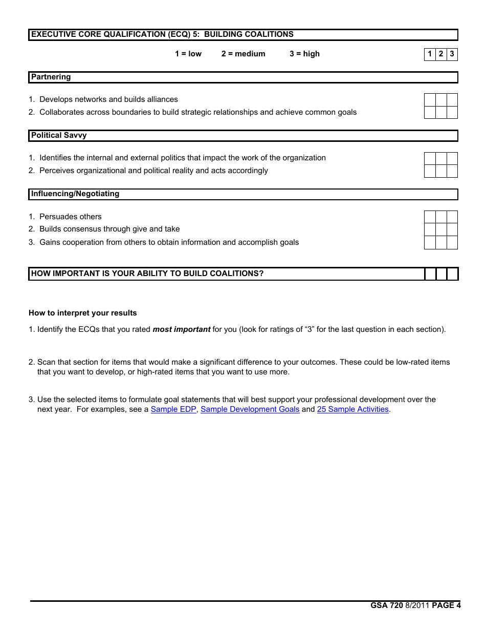 GSA Form 720 Leadership Self Assessment, Page 4