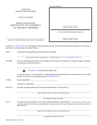 Form MLPA-12 Application for Certificate of Authority to Transact Business - Maine