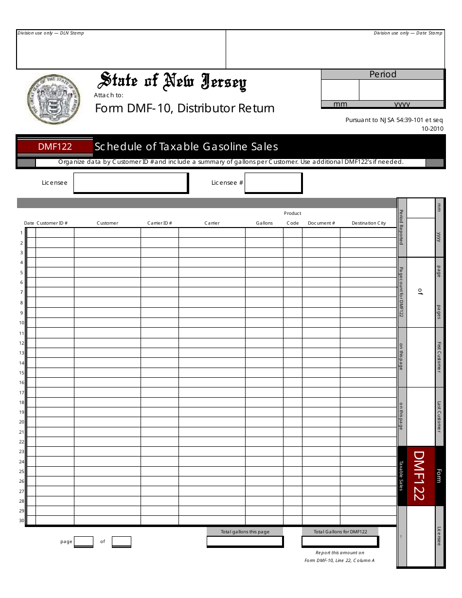Form DMF-10 Distributor of Motor Fuels Tax Return - New Jersey, Page 13
