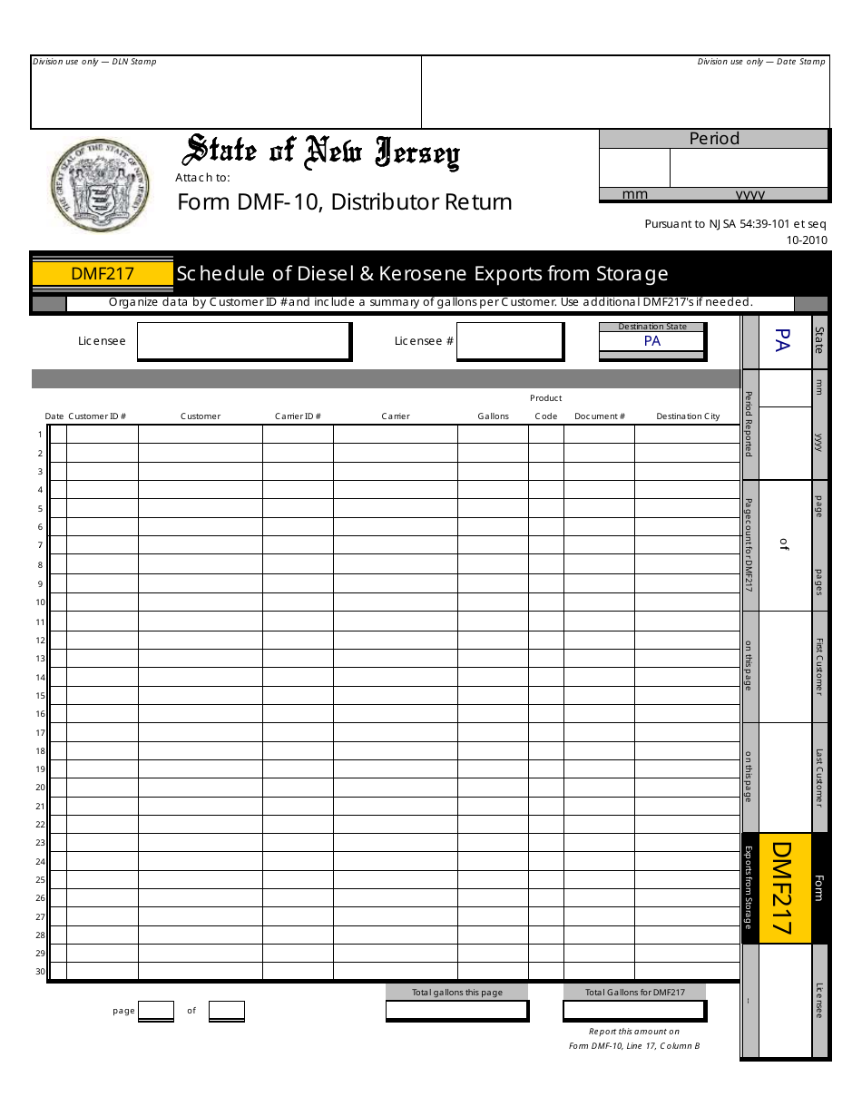 Form DMF-10 Distributor of Motor Fuels Tax Return - New Jersey, Page 21
