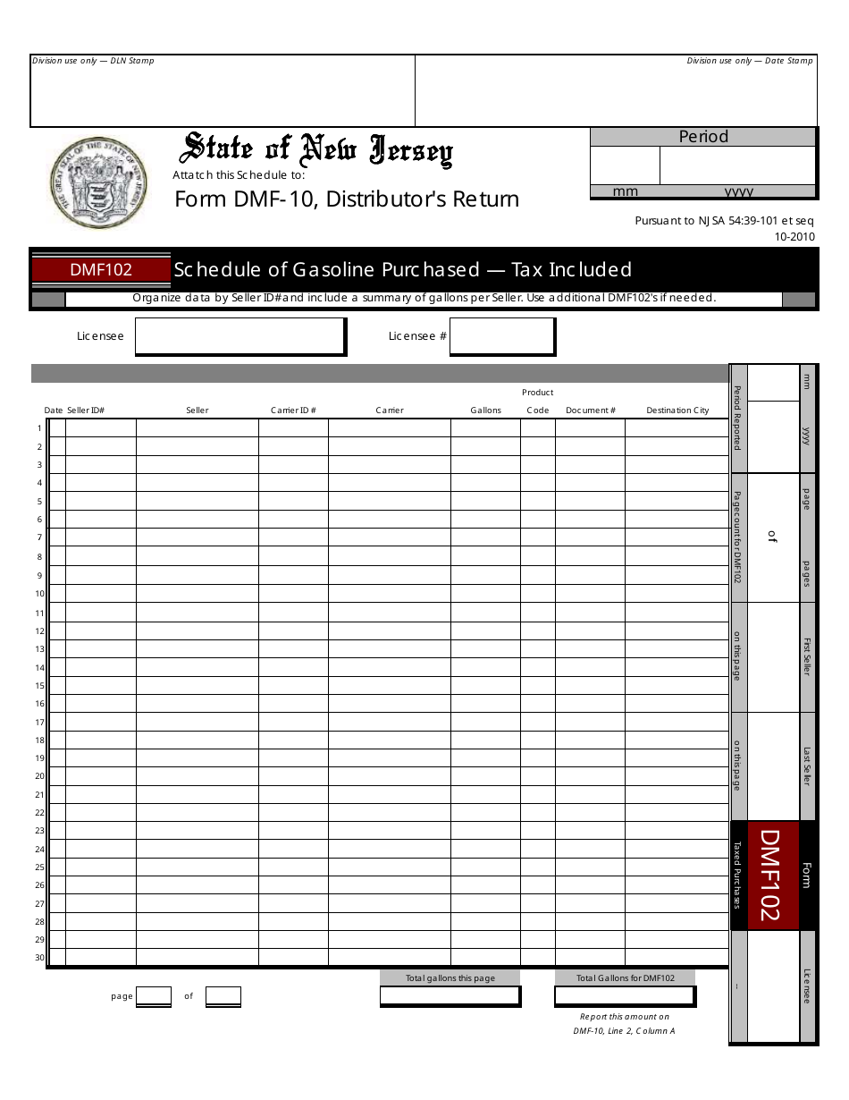 Form DMF-10 Distributor of Motor Fuels Tax Return - New Jersey, Page 3