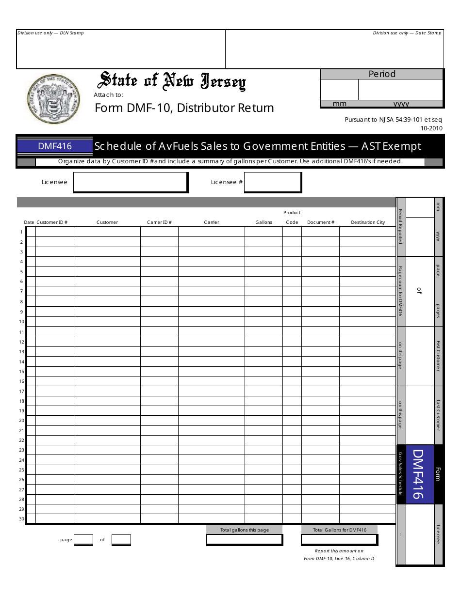 Form DMF-10 Distributor of Motor Fuels Tax Return - New Jersey, Page 40