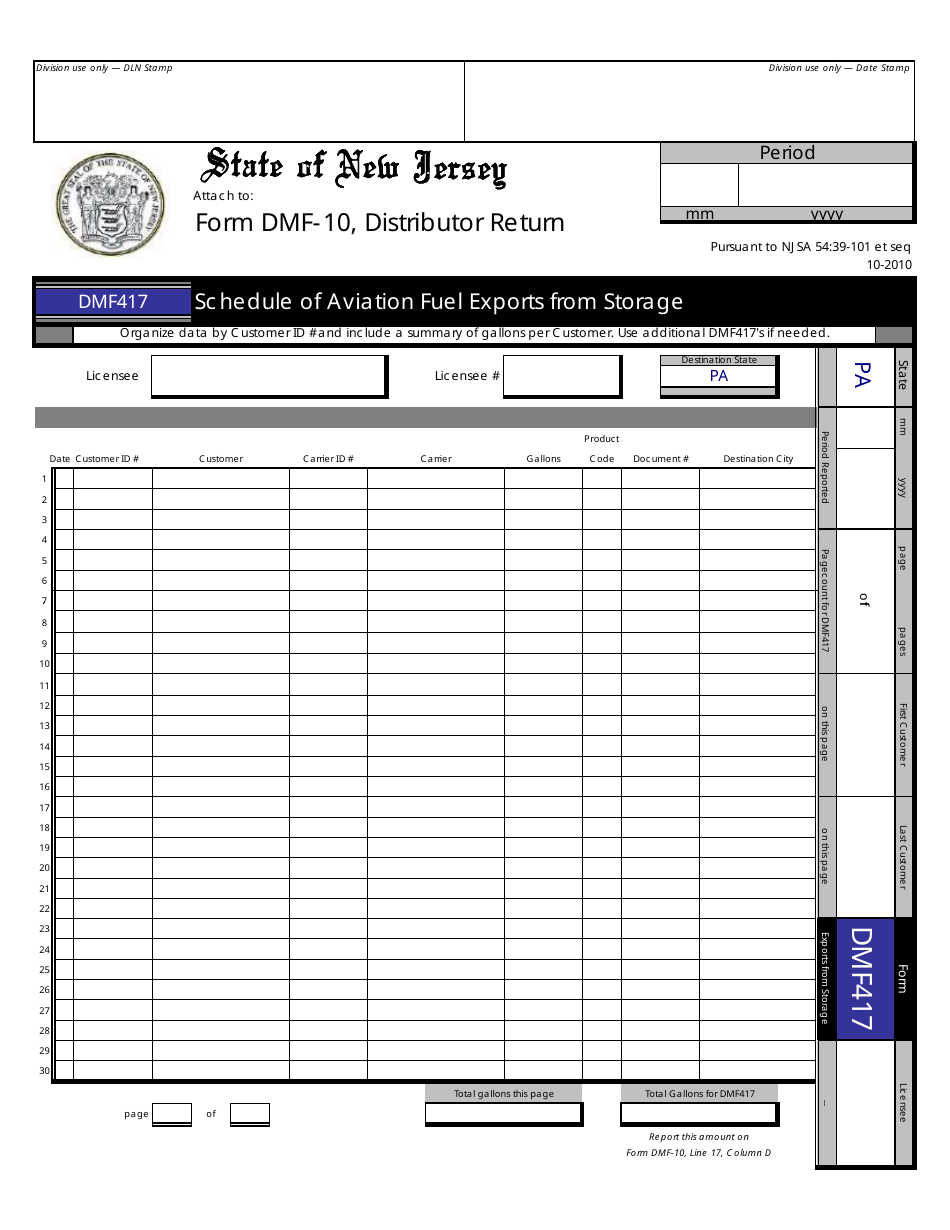 Form DMF-10 Distributor of Motor Fuels Tax Return - New Jersey, Page 41