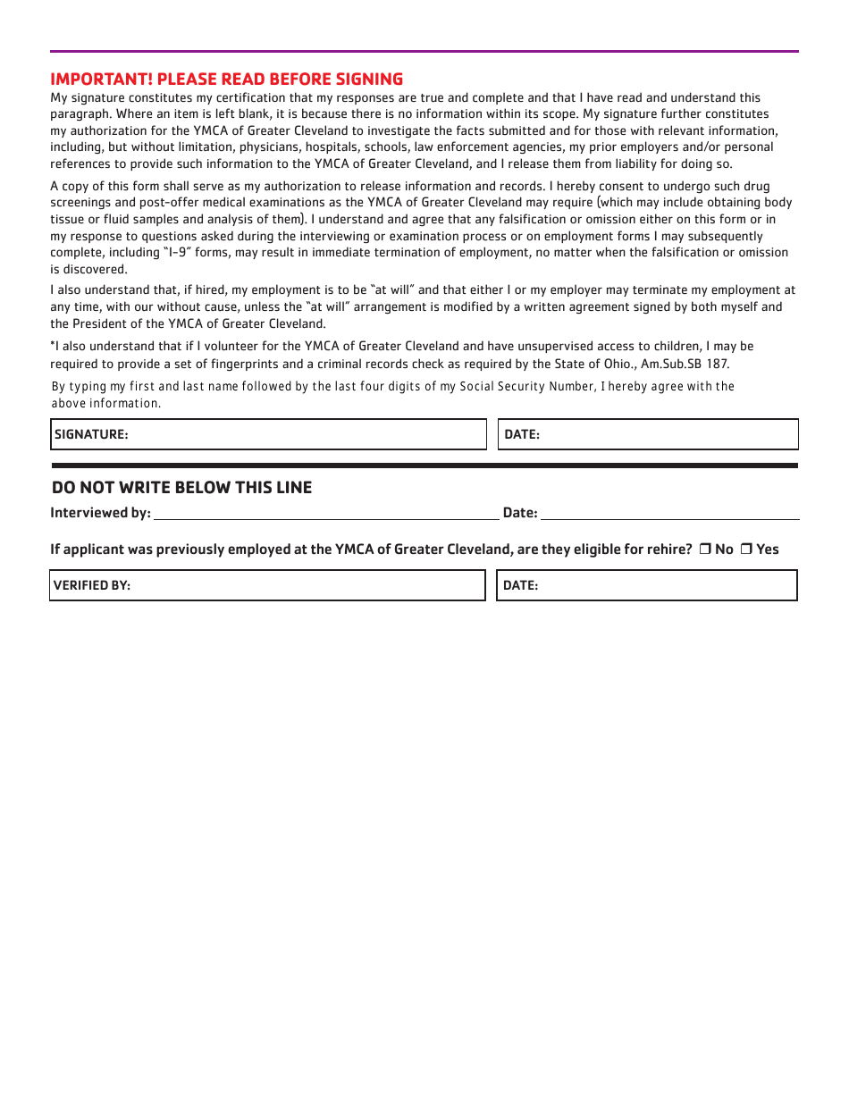 Equal Opportunity Employer Application Form - Ymca - Greater Cleveland, Ohio, Page 4