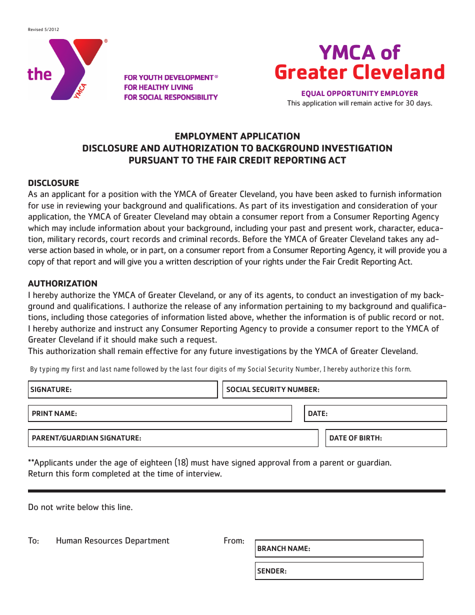 Equal Opportunity Employer Application Form - Ymca - Greater Cleveland, Ohio, Page 5