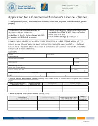 &quot;Application Form for a Commercial Producer's Licence - Timber&quot; - Western Australia, Australia