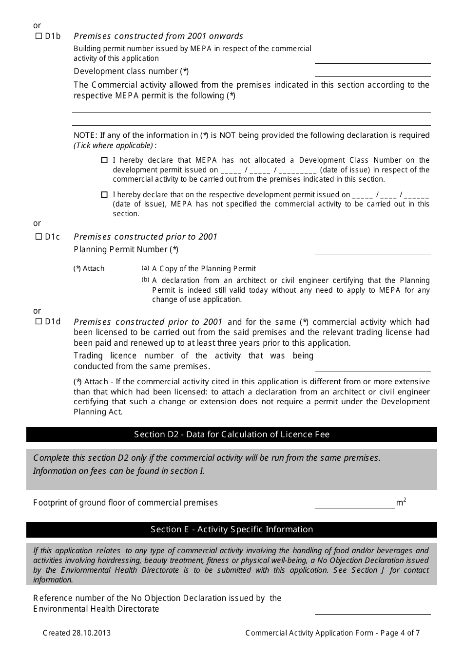 Application Form for a Commercial Activity - Valletta, Malta, Page 4