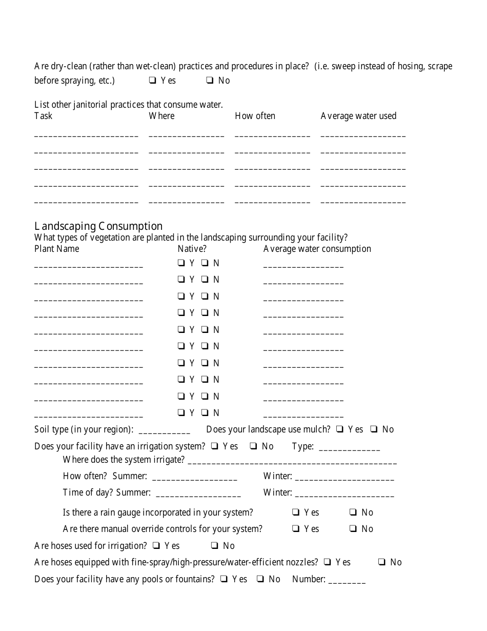 Sample Water Audit Forms, Page 14