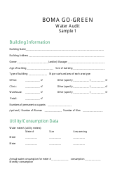 Sample Water Audit Forms, Page 2