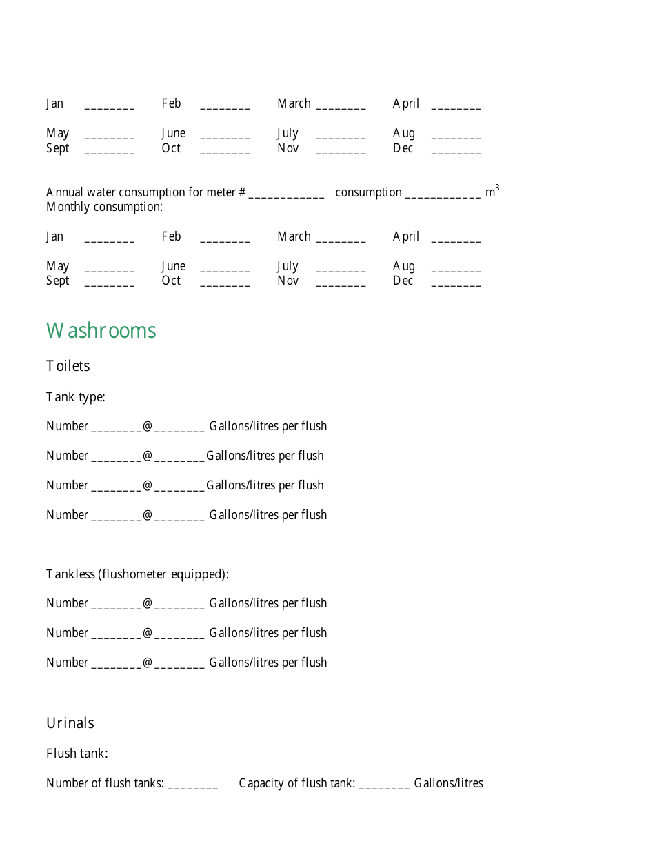 Sample Water Audit Forms, Page 3