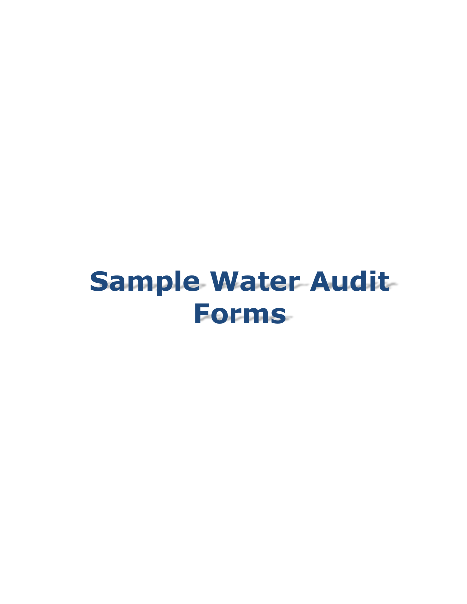 Sample Water Audit Forms Fill Out, Sign Online and Download PDF