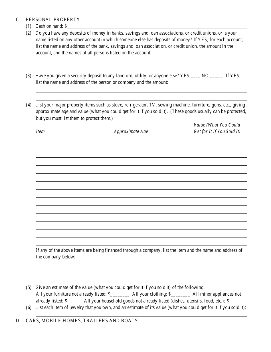 Bankruptcy Questionnaire Template, Page 19