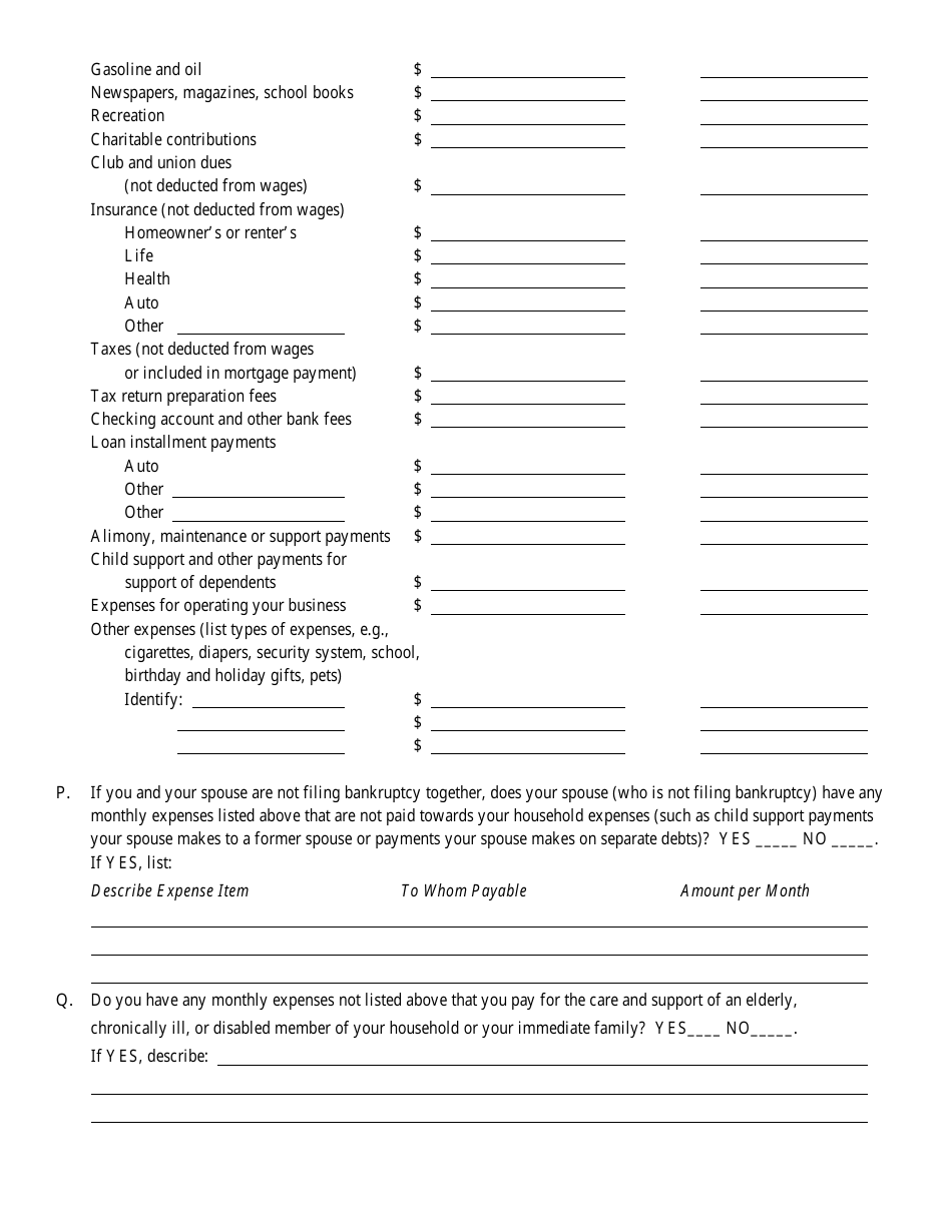 Bankruptcy Questionnaire Template, Page 25
