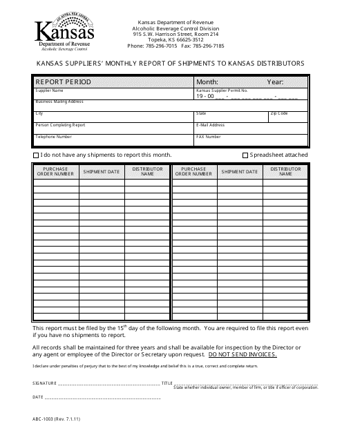 Form ABC-1003 Printable Pdf