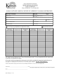 Form ABC-1003 &quot;Kansas Suppliers' Monthly Report of Shipments to Kansas Distributors&quot; - Kansas
