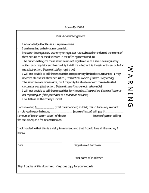 Form 45-106F4 Printable Pdf