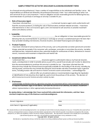 Document preview: Sample Permitted Activities Disclosure & Acknowledgement Form