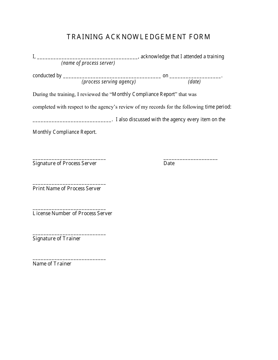Acknowledgement Form Template