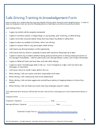 &quot;Safe Driving Training Acknowledgement Form&quot;