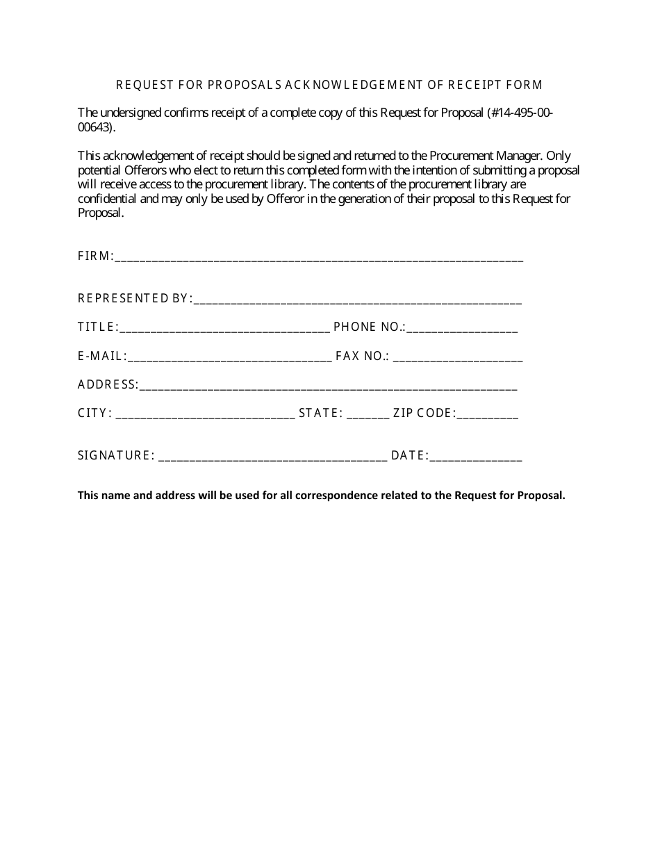 request for proposals acknowledgement of receipt form download printable pdf templateroller