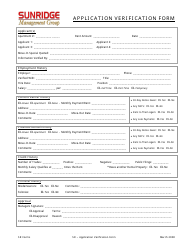 Document preview: Application Verification Form - Sunridge Management Group