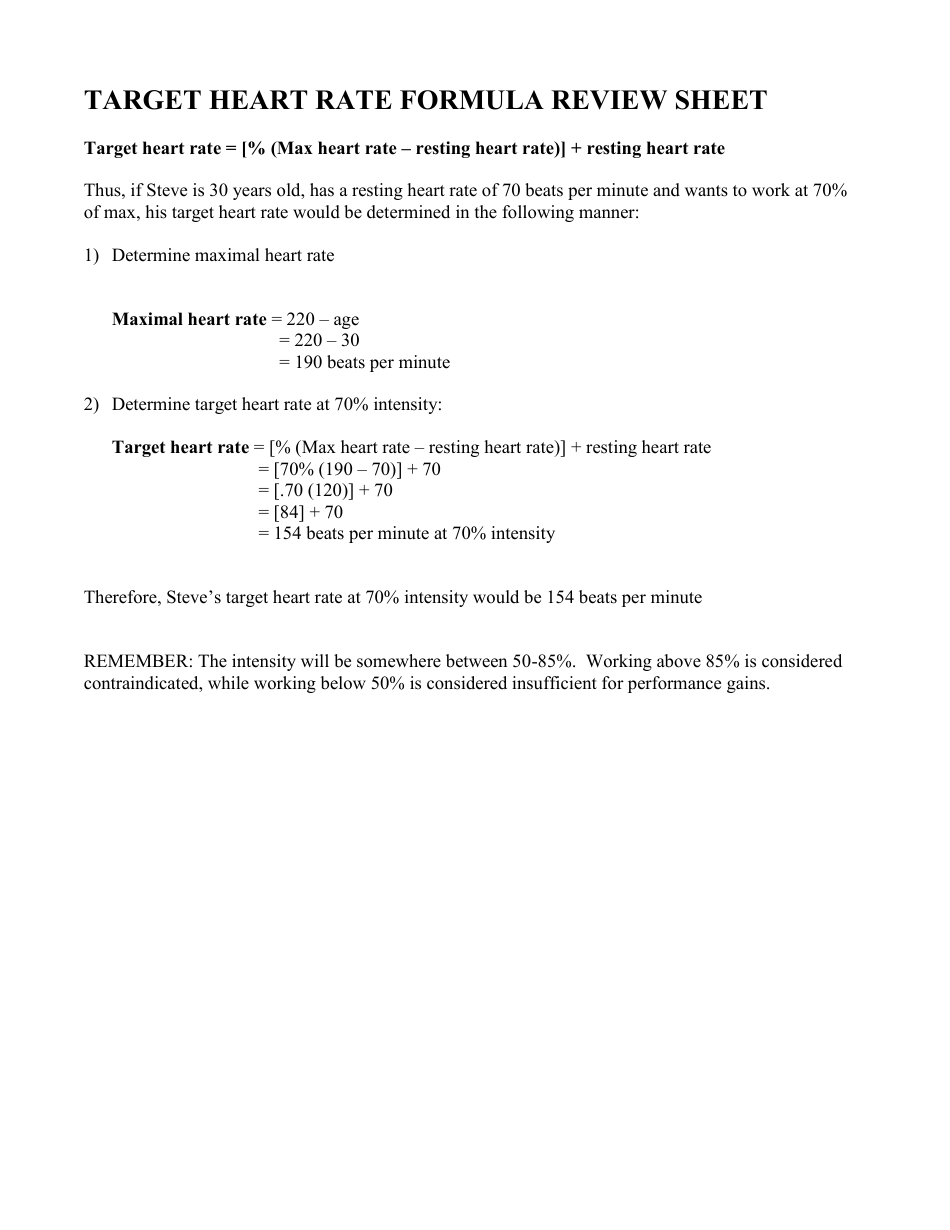 Target Heart Rate Worksheet Six Points Download Printable PDF Templateroller