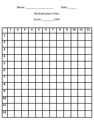 Document preview: 12x12 Multiplication Chart Template