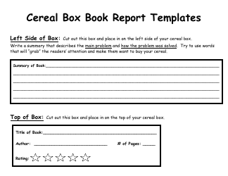 Document preview: Cereal Box Book Report Template - Without Picture