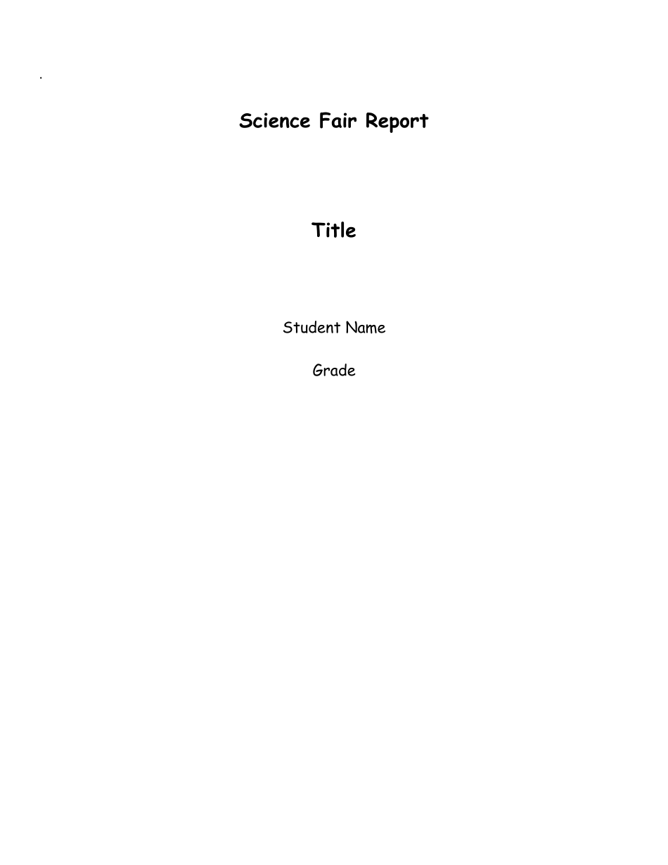 Science Fair Report Template, Page 1