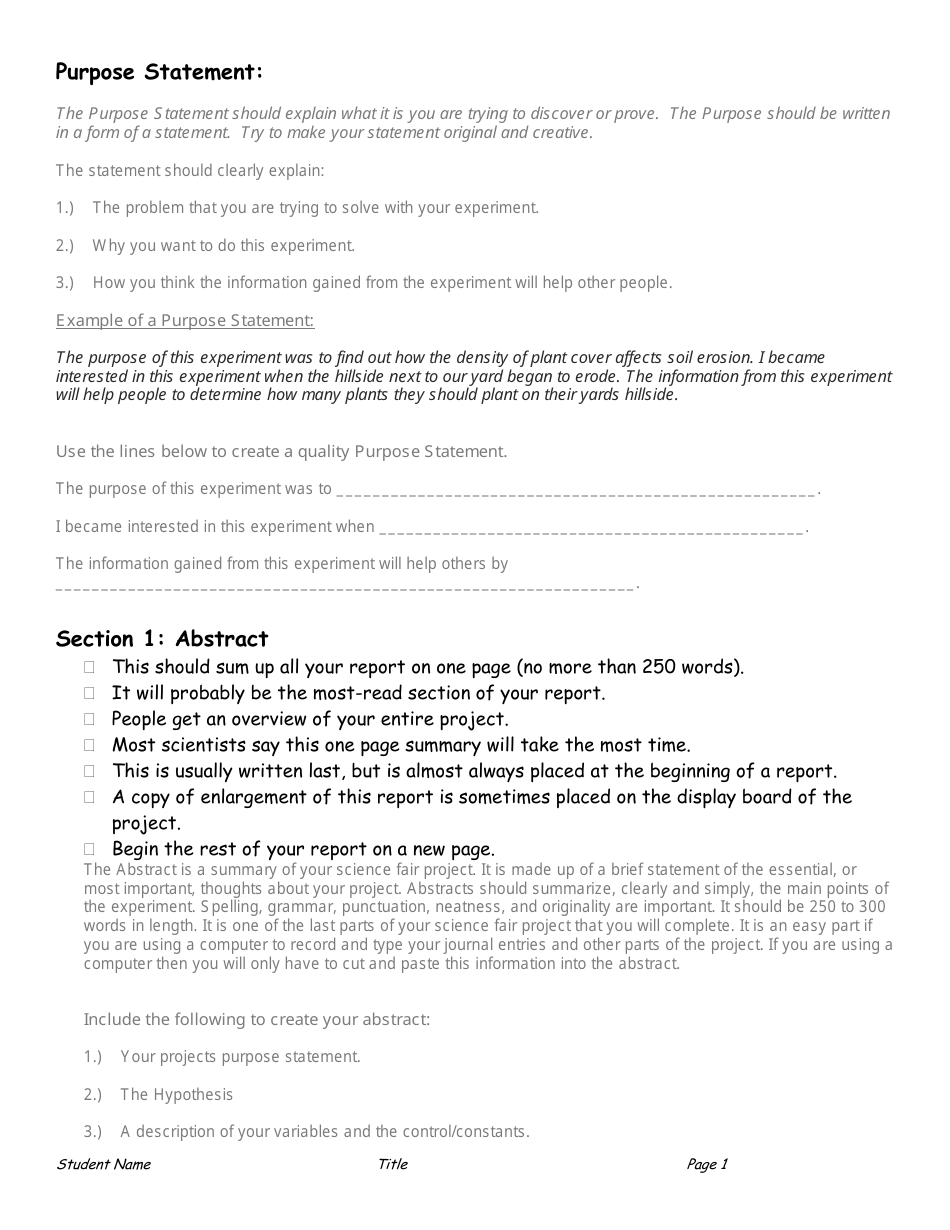 science fair research report template