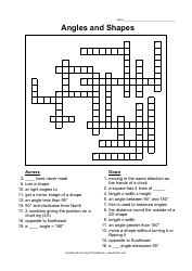 Angles and Shapes Crossword Puzzle Template With Answers, Angles and Shapes Word Search Puzzle Template With Answers
